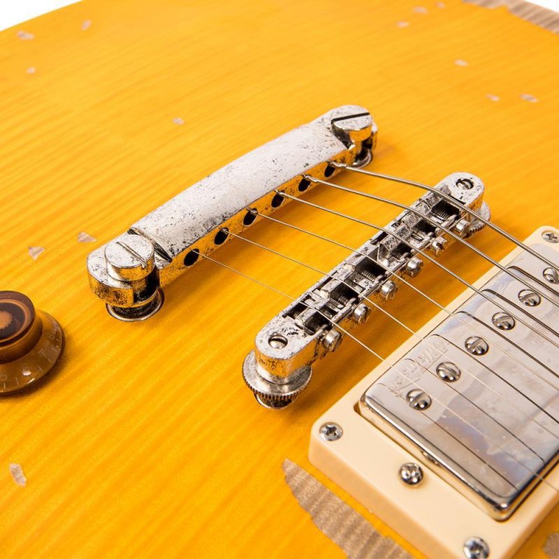 Vintage V100 ICON Electric Guitar ~ Distressed Lemon Drop - Image 6