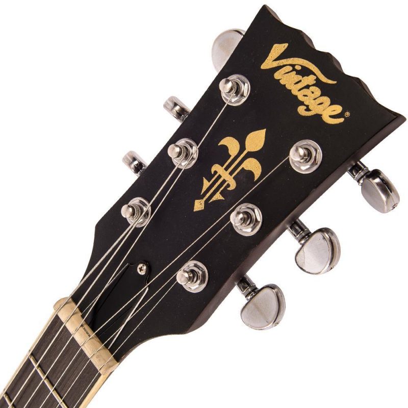 Vintage V100 ICON Electric Guitar ~ Distressed HH Gold Top - Image 5
