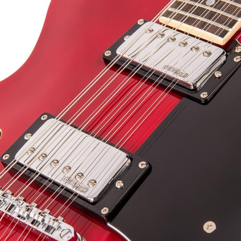 Vintage VSA500 ReIssued 12-String Semi Acoustic Guitar ~ Cherry Red - Image 4