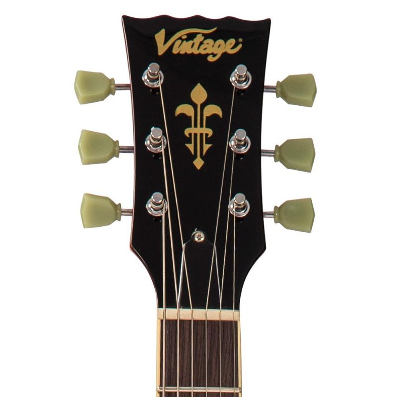 Vintage V100T ReIssued Electric Guitar ~ Flamed Thru Honeyburst - Image 4