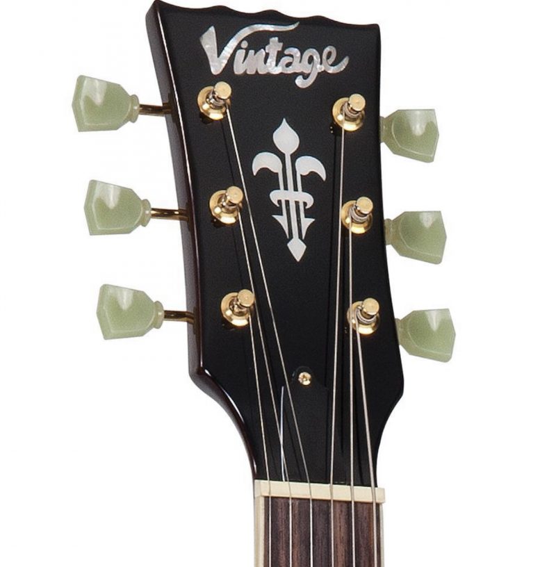 Vintage V100 ReIssued Electric Guitar ~ Left Hand Tobacco Sunburst - Image 4