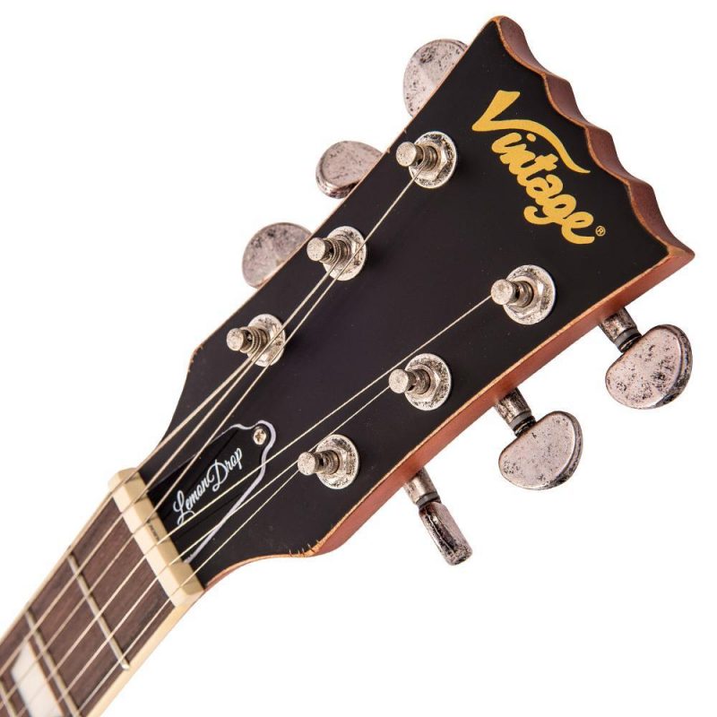 Vintage V100 ICON Electric Guitar ~ Distressed Lemon Drop - Image 10
