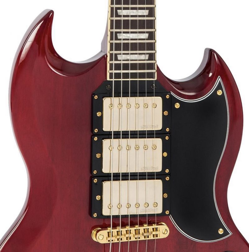 Vintage VS63 ReIssued Electric Guitar ~ Cherry Red - Image 3