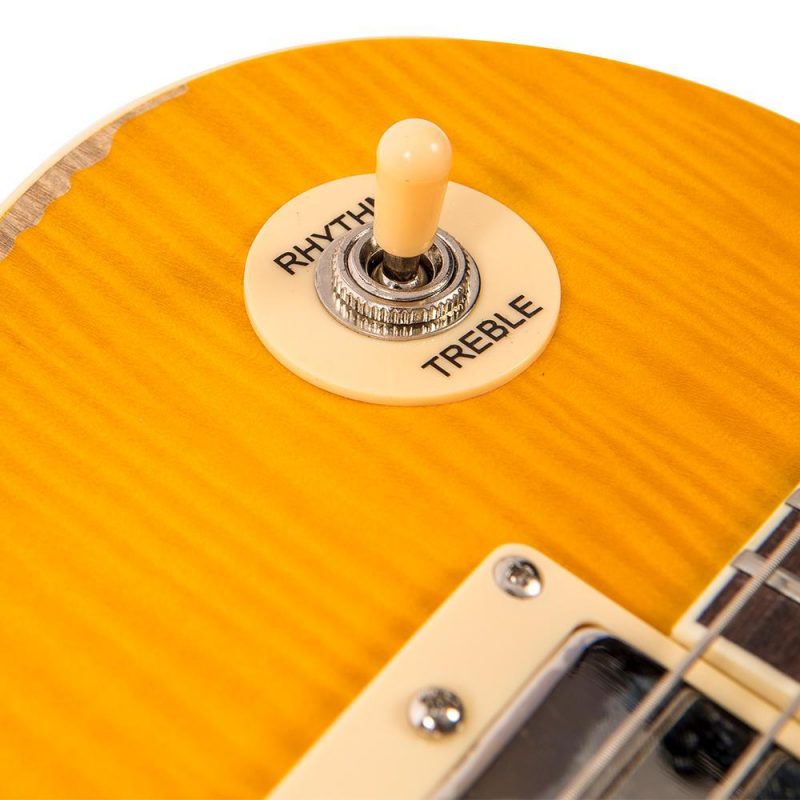 Vintage V100 ICON Electric Guitar ~ Distressed Lemon Drop - Image 8