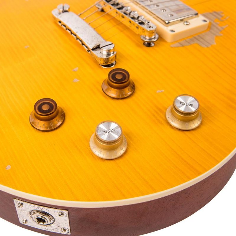 Vintage V100 ICON Electric Guitar ~ Distressed Lemon Drop - Image 4