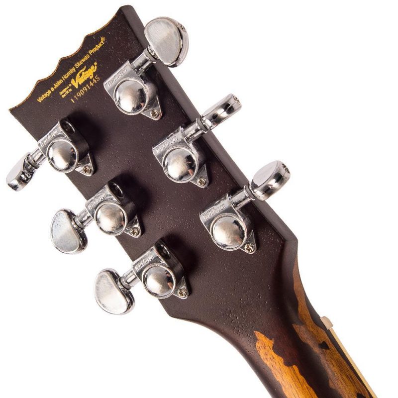 Vintage V100 ICON Electric Guitar ~ Distressed HH Gold Top - Image 4
