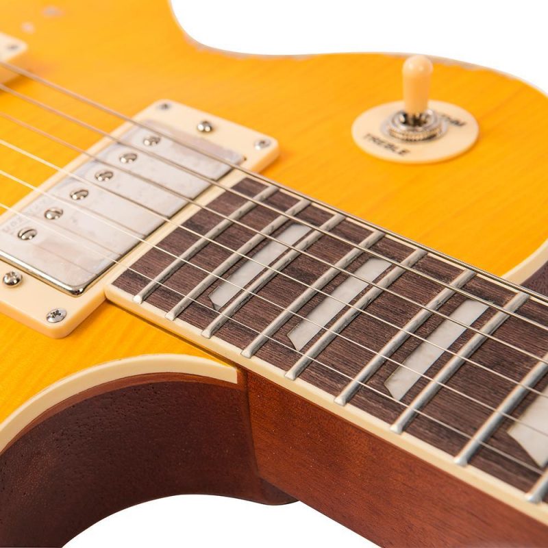 Vintage V100 ICON Electric Guitar ~ Distressed Lemon Drop - Image 7