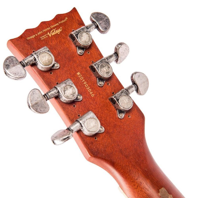 Vintage V100 ICON Electric Guitar ~ Distressed Lemon Drop - Image 11