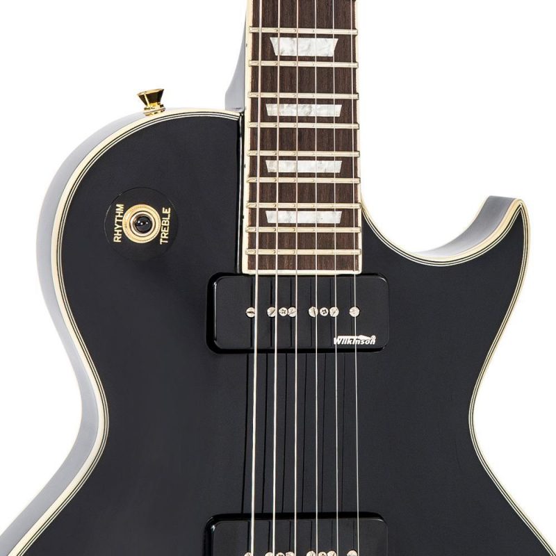 Vintage V100P Electric Guitar p90 Pickups ~ Gloss Black - Image 4