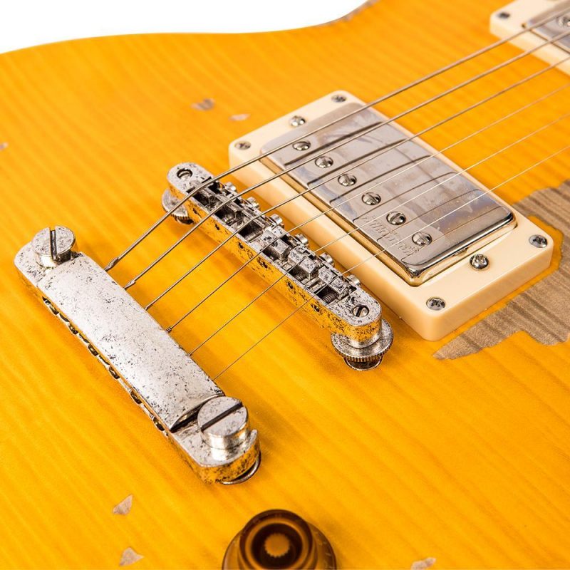 Vintage V100 ICON Electric Guitar ~ Distressed Lemon Drop - Image 5