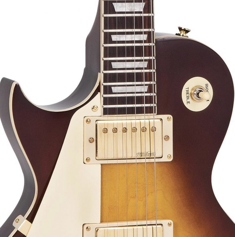 Vintage V100 ReIssued Electric Guitar ~ Left Hand Tobacco Sunburst - Image 3