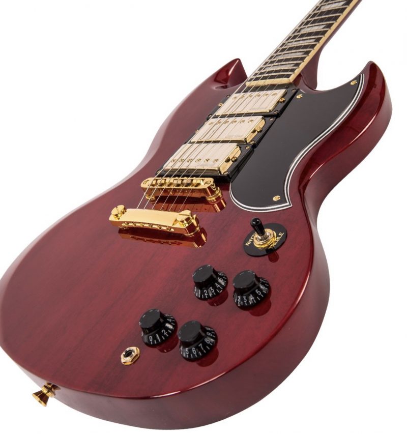 Vintage VS63 ReIssued Electric Guitar ~ Cherry Red - Image 4