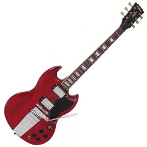Vintage VS6V Reissued Vibrola Tailpiece Cherry Red electric Guitar